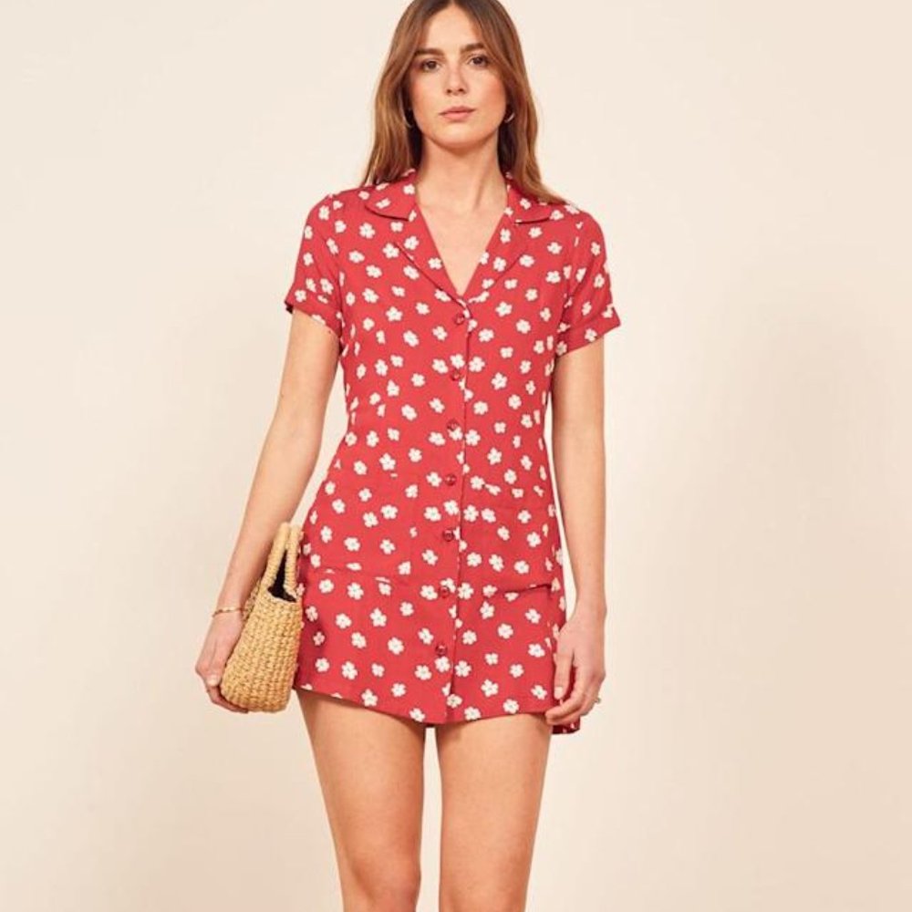 Reformation Plymouth Red Floral Dress S
